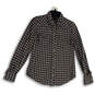 Womens Brown Black Plaid Long Sleeve Collared Button-Up Shirt Size S image number 1