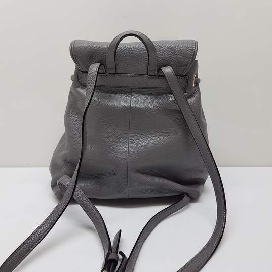 Kate Spade New York Mulberry Street Pebbled Leather Grey Drawstring Bag/Backpack image number 2