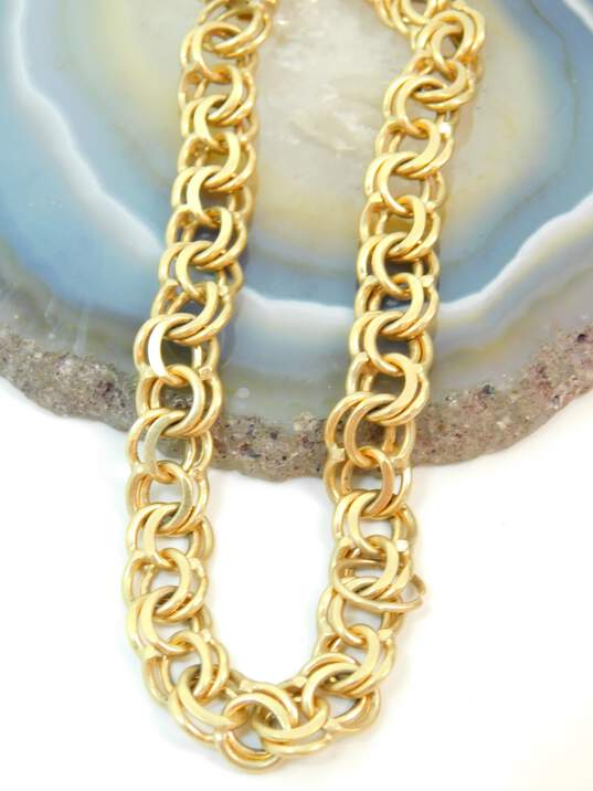 Vintage 14K Yellow Gold Double Curb Chain Bracelet 12.4g image number 5