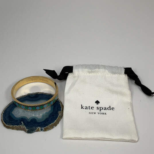 Designer Kate Spade Gold-Tone Turquoise Enamel Bangle Bracelet w/ Dustbag image number 1