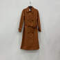 NWT Womens Orange Long Sleeve Collared Button Up Trench Coat Size Small image number 1