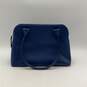 Womens Blue Leather Inner Pocket Bottom Stud Double Handle Shoulder Bag Purse image number 2