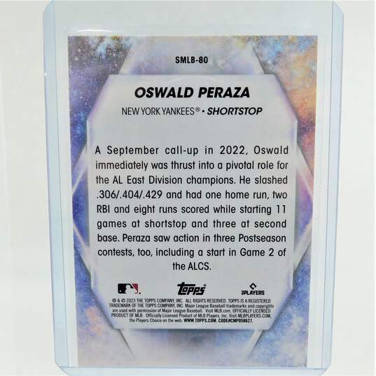 2023 Oswald Peraza Topps Rookie Stars of the MLB NY Yankees image number 3