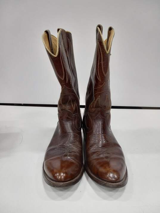 Men's LAREDO Brown Leather Western Cowboy Boots Size 10.5 image number 2