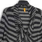 Womens Gray Striped Knitted Long Sleeve Open Front Cardigan Sweater Size M image number 3