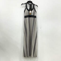 NWT Womens Black White Cali Scoop Neck Sleeveless Maxi Dress Size Medium