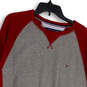 Mens Gray Red Round Neck Long Sleeve Pullover Sweatshirt Size Large image number 3