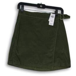 NWT Hollister Womens Green Ultra High Rise Corduroy Wrap Skirt Size Small