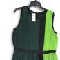 Alfani Womens Green Black Pleated Round Neck Back Zip Fit & Flare Dress Size 16 image number 3