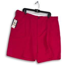 NWT Chaps Mens Pink Flat Front Slash Pocket Casual Chino Shorts Size 42
