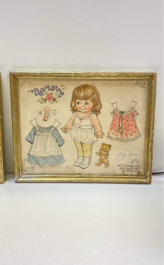 Kewpie & Nancy Paper Doll Prints by Betty Grime Rose O'Neill Signed 1975 Vintage image number 4