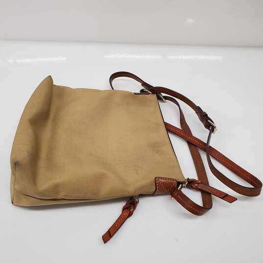 Dooney & Bourke Khaki Nylon Brown Leather Trim Shoulder Bag image number 4