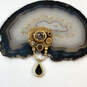 Designer Patricia Locke Gold-Tone Sparkly Crystal Stone Dangle Brooch Pin image number 4