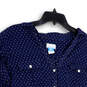 Womens Blue White Polka Dot Collared Long Sleeve Button-Up Shirt Size M image number 4