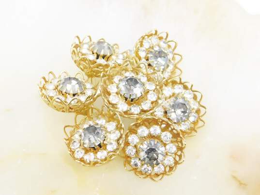Vintage Gold Tone Clear & Grey Icy Rhinestone Costume Jewelry 60.2g image number 2