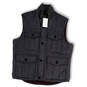 NWT Mens Gray Mock Neck Pockets Sleeveless Button Front Vest Size Large image number 1