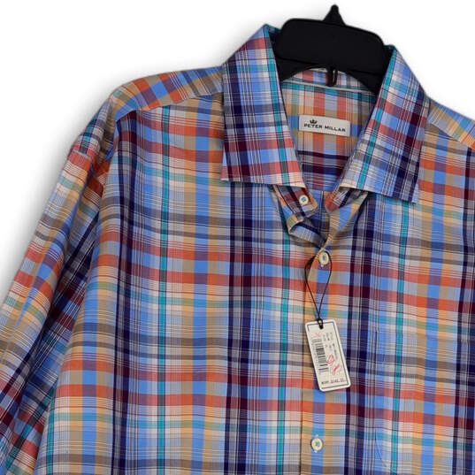 NWT Mens Multicolor Plaid Long Sleeve Collared Button-Up Shirt Size X-Large image number 3