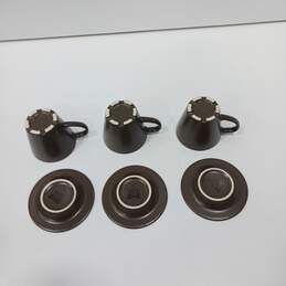 6pc Ikea Brown Cups and Saucers alternative image