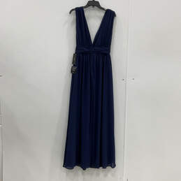 NWT Womens Blue Sleeveless V-Neck Side Slit Back Zip Maxi Dress Size M alternative image