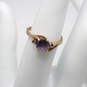 10K Yellow Gold Purple Sapphire CZ Accent Ring Size 5.75 - 2.1g image number 2