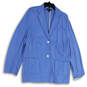 Womens Blue Notch Lapel Long Sleeve Front Pockets Two Button Blazer Size 16 image number 1