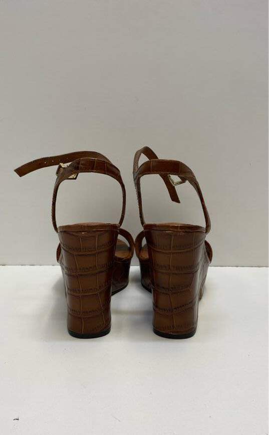 Vince Camuto Celvina Croc Embossed Brown Leather Wedge Heels Shoes Size 8 M image number 2
