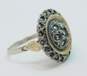 Vintage 900 Silver & 8K Yellow Gold Accent Marcasite Cocktail Ring 4.9g image number 3