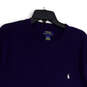 Mens Blue Waffle-Knit Long Sleeve Crew Neck Pullover T-Shirt Size XL image number 3