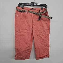 Pink Cropped Capri With Belt