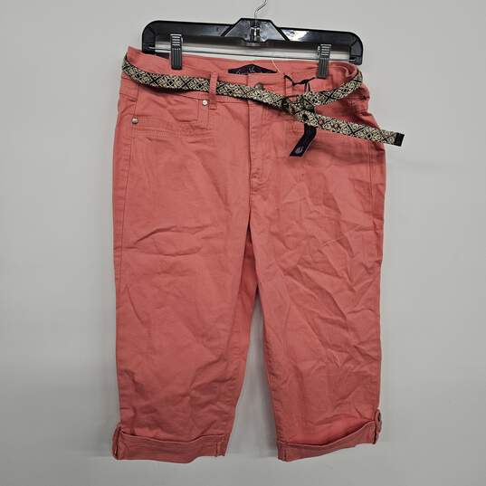 Pink Cropped Capri With Belt image number 1