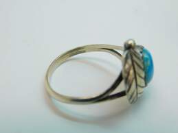 Artisan 925 Southwestern Turquoise Cabochon & Feather Ring alternative image