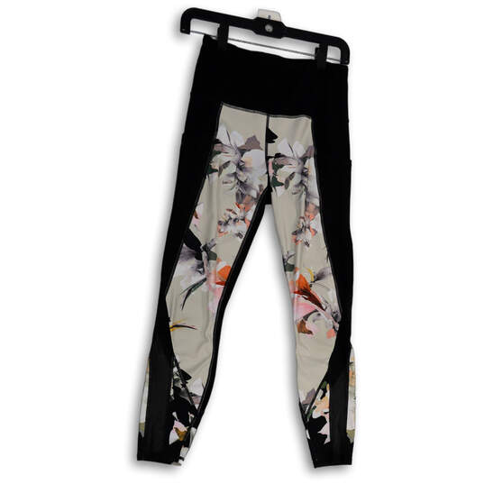 Womens Black Floral Elastic Waist Pull-On Compression Ankle Leggings Size S image number 1