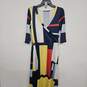 Multicolor Geo Print V Neck Dress With Sash image number 1