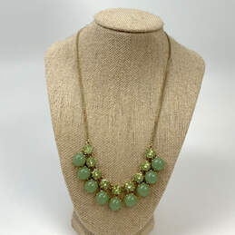 Designer Stella & Dot Gold-tone Green Crystal Stone Statement Necklace