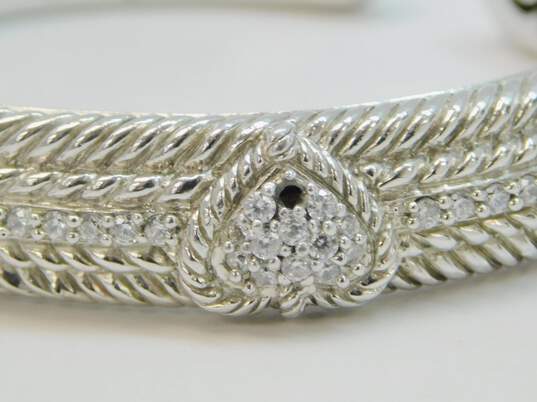 Judith Ripka 925 CZ Heart Hinged Cuff Bracelet 44.3g image number 4
