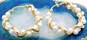 10K Gold White Pearls Beaded & Twisted Hoop Earrings 4.6g image number 3