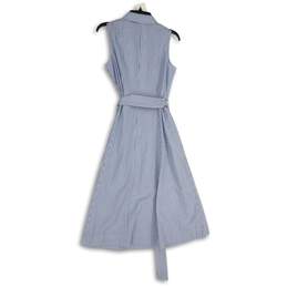 Anne Klein Womens Diane White Blue Striped Collared Sleeveless Shirt Dress Sz 6 alternative image