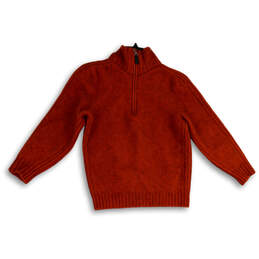 Womens Orange 1/4 Zip Mock Neck Long Sleeve Pullover Sweater Size M