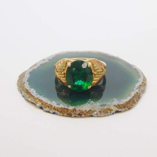 10K Tri Color Gold Green Glass Ethereal Ring 5.1g image number 4