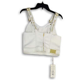 NWT Womens White Gold Sweetheart Neck Back Zip Cropped Tank Top Size Large alternative image
