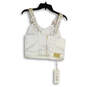 NWT Womens White Gold Sweetheart Neck Back Zip Cropped Tank Top Size Large image number 2