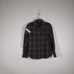 Mens Cotton Plaid Collared Long Sleeve Chest Pockets Button-Up Shirt Size M