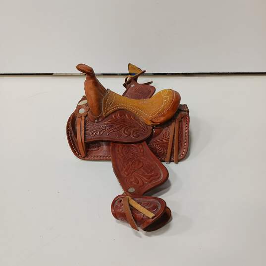 Decorative Western Brown Mini Saddle image number 3