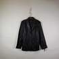Womens Long Sleeve Collared Button-Front Leather Jacket Size 16 image number 1