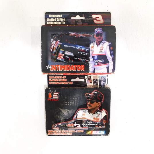 Lot of 2 NASCAR  Dale Earnhardt Playing Cards  2 Decks Collectible Tins image number 1