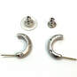 Designer Swarovski Silver-Tone Clear Crystal Cut Stone Half Hoop Earrings image number 4