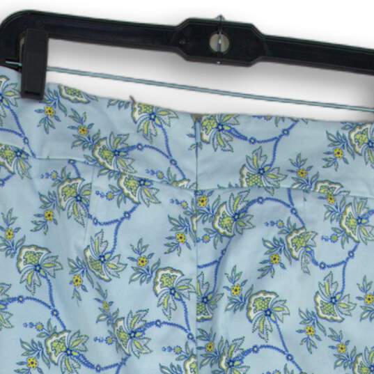 Ann Taylor Womens Blue Yellow Floral Flat Front Straight & Pencil Skirt Size 4P image number 4