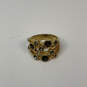 Designer Stella & Dot Gold-Tone Sparkly Crystal Cut Stone Classic Band Ring image number 4