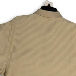 NWT Mens Beige Striped Short Sleeve Spread Collar Golf Polo Shirt Size L alternative image