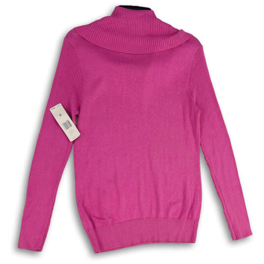 NWT Womens Pink Knitted Turtle Neck Long Sleeve Pullover Sweater Size M image number 2